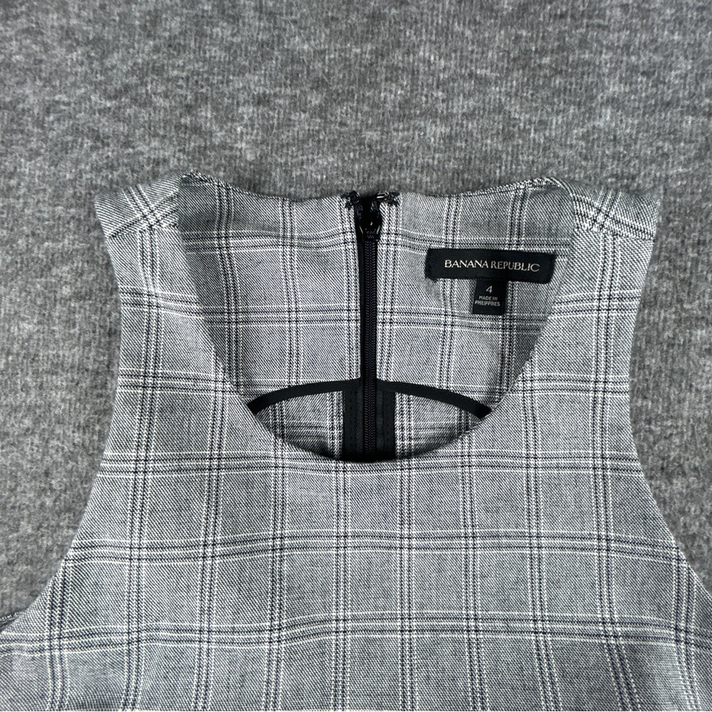 Banana Republic Checkered Grey/White Midi Dress Sleeveless Halter - Picture 2 of 6
